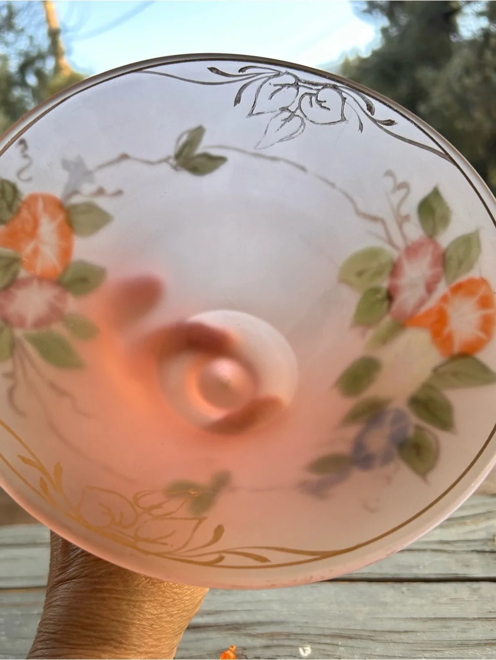 Vintage Pink satin glass mayonnaise bowl 1920-50
